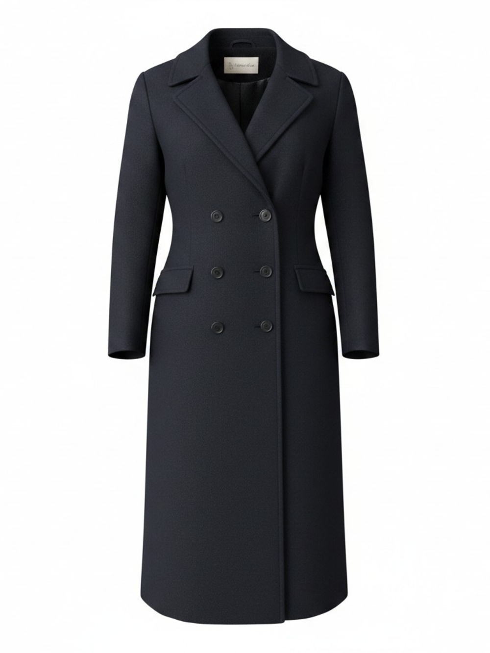 Evan Picone Navy Double-Breasted Long Pea Coat